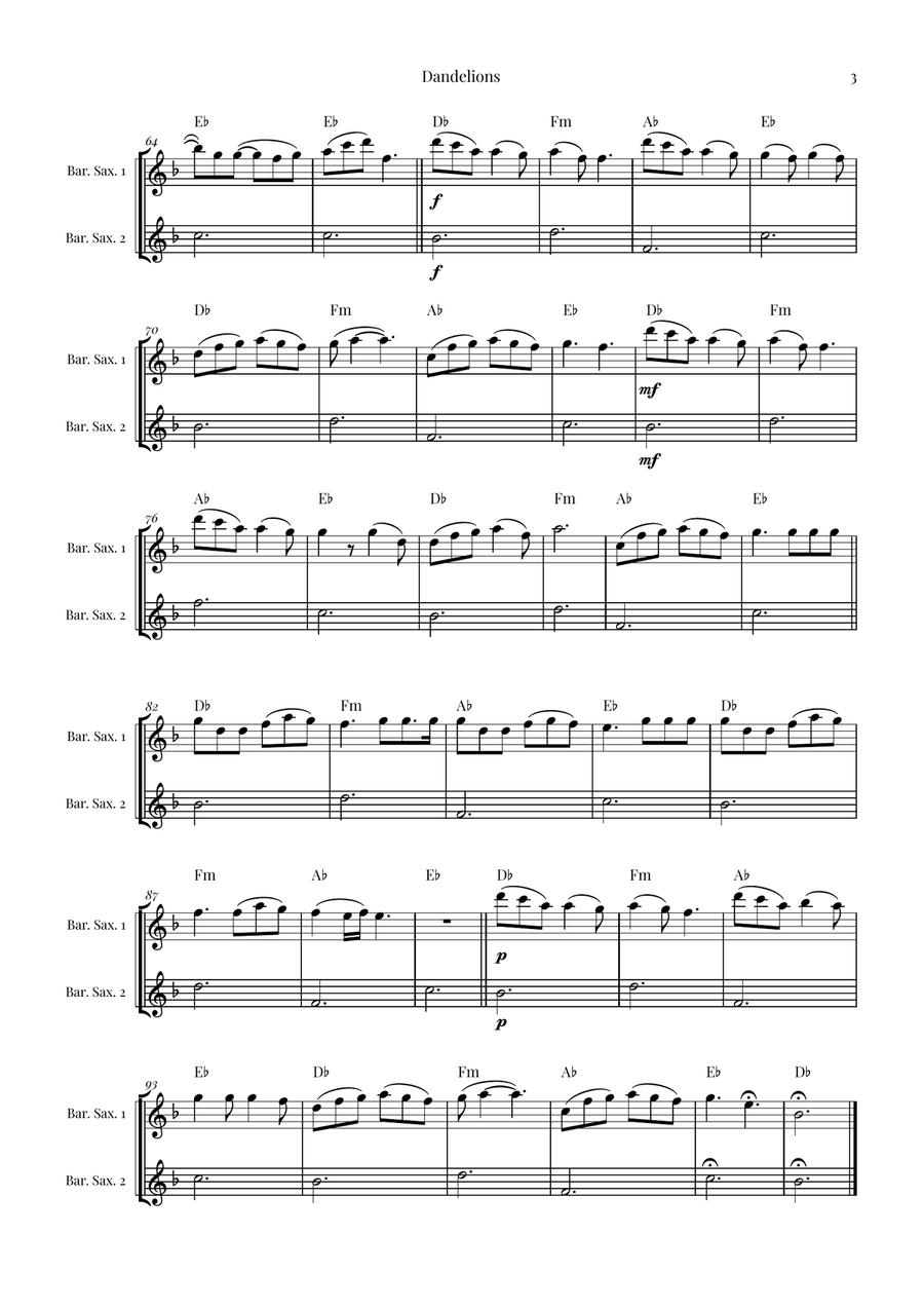 Dandelions Woodwind Duet scores gallery preview page 3