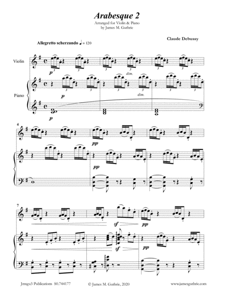 Debussy: Arabesque 2 for Violin & Piano image number null