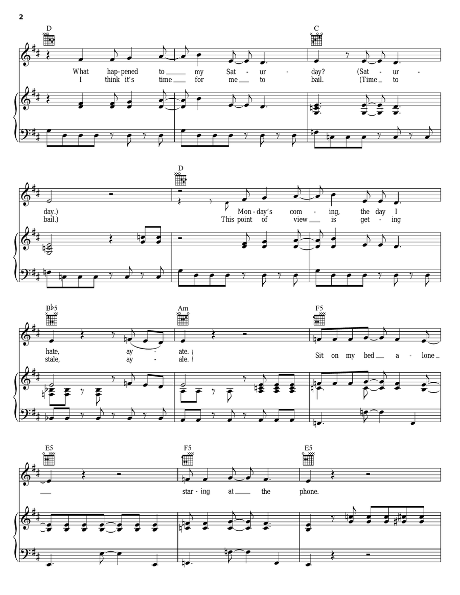He Wasn't Piano, Vocal, Guitar scores gallery preview page 2