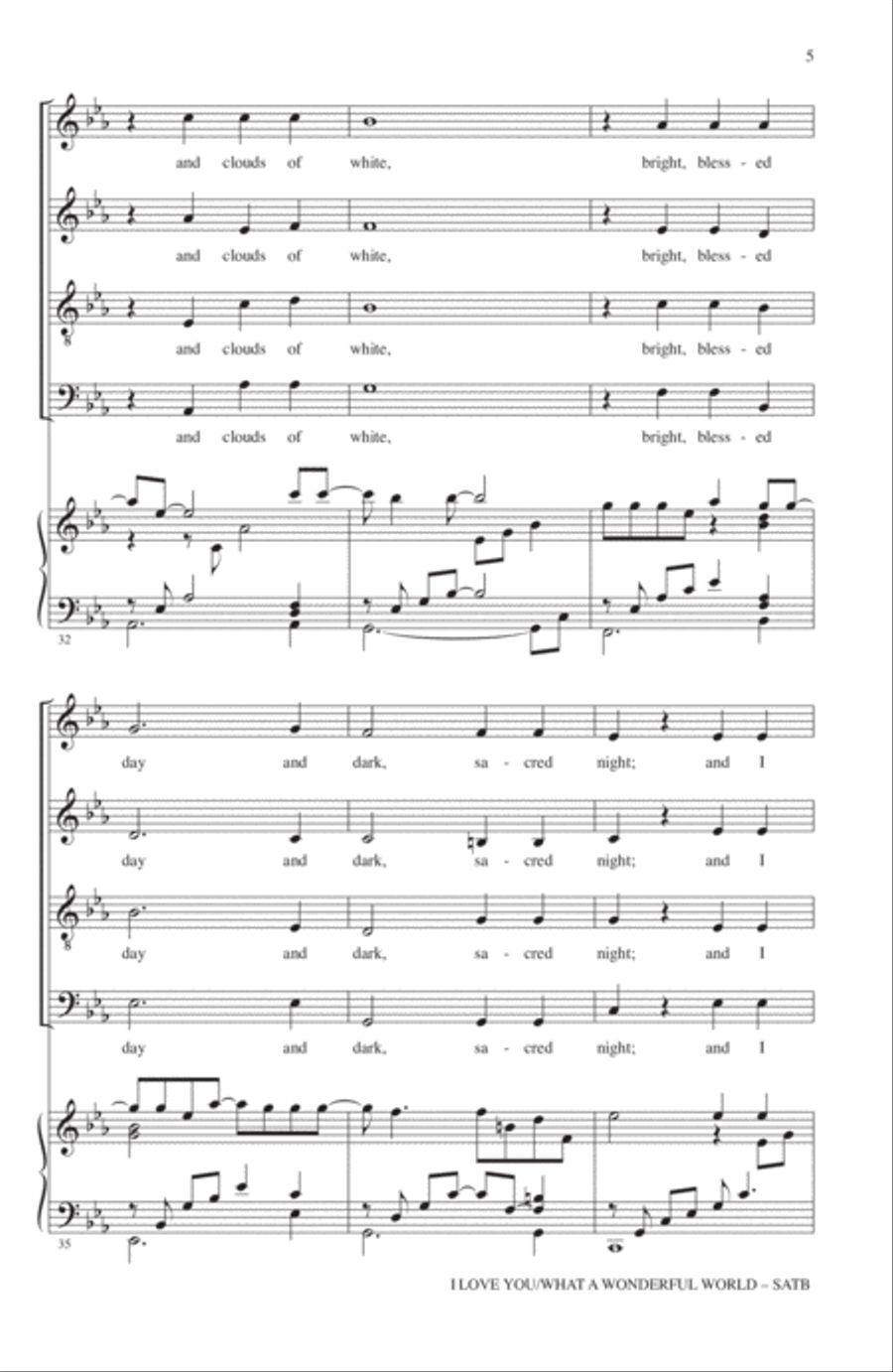 I Love You/What A Wonderful World 4-Part scores gallery preview page 4