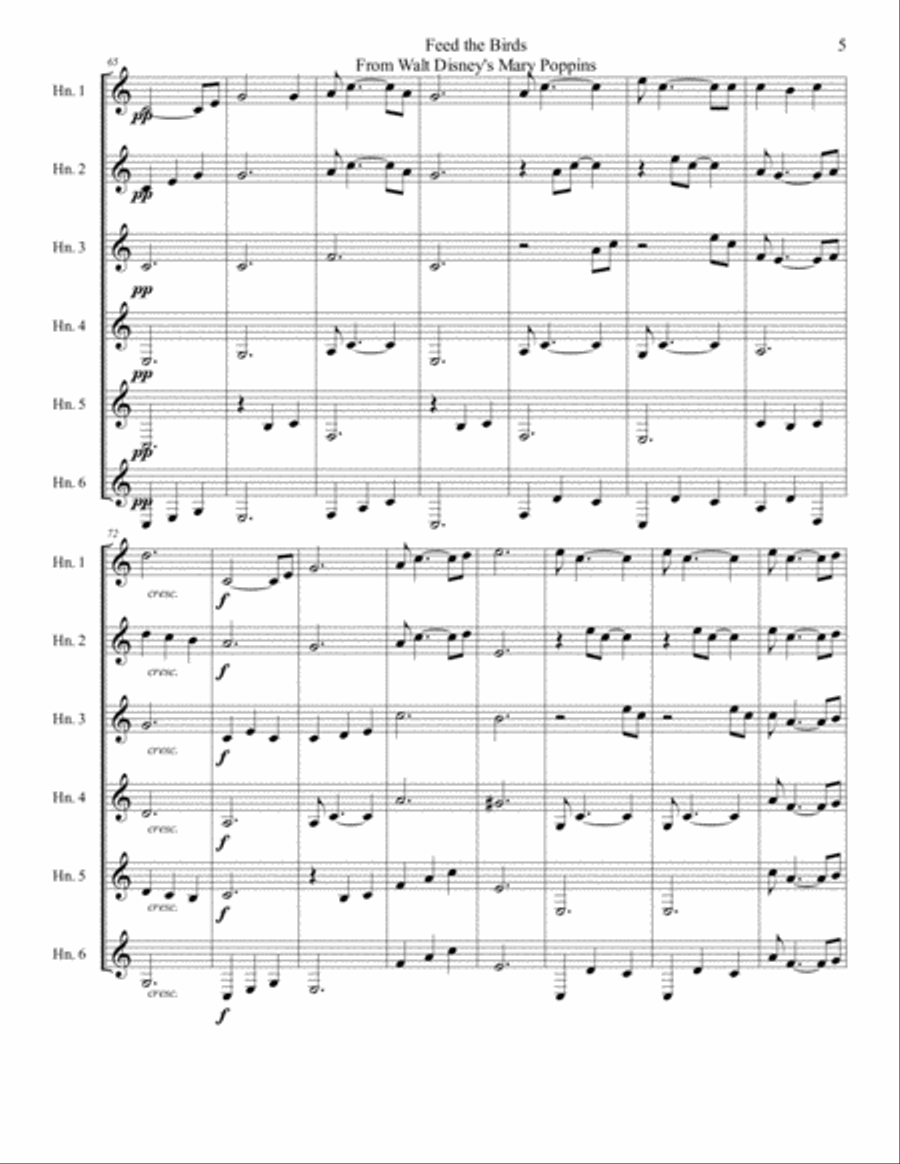 Feed The Birds Brass Ensemble scores gallery preview page 6