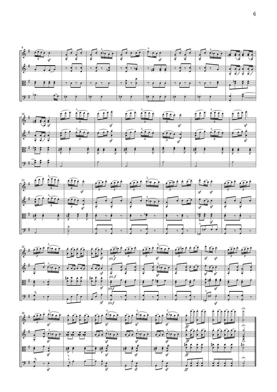 Bartok Rumanian Folk Dances, for string quartet, CB601 String Quartet scores gallery preview page 6