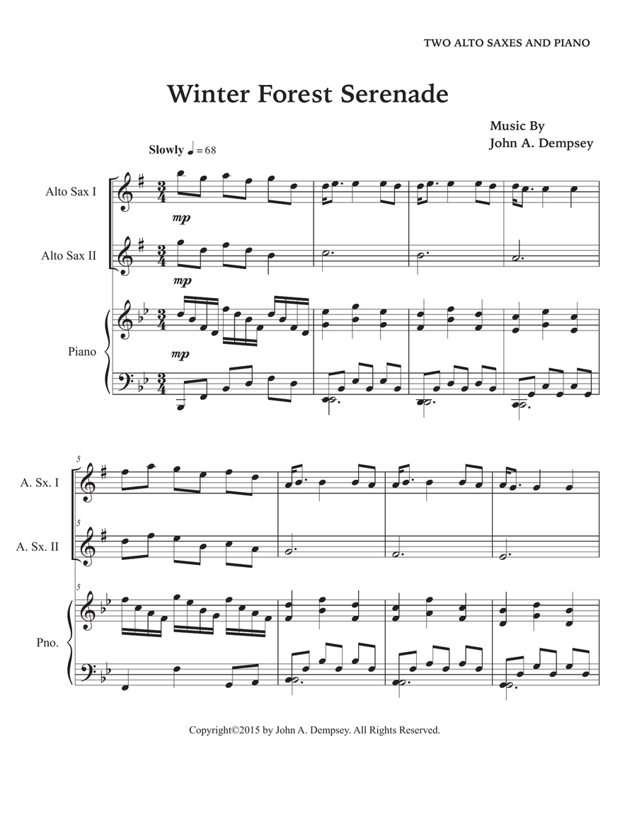 Winter Forest Serenade (Trio for Two Alto Saxes and Piano) Woodwind Duet scores gallery preview page 5