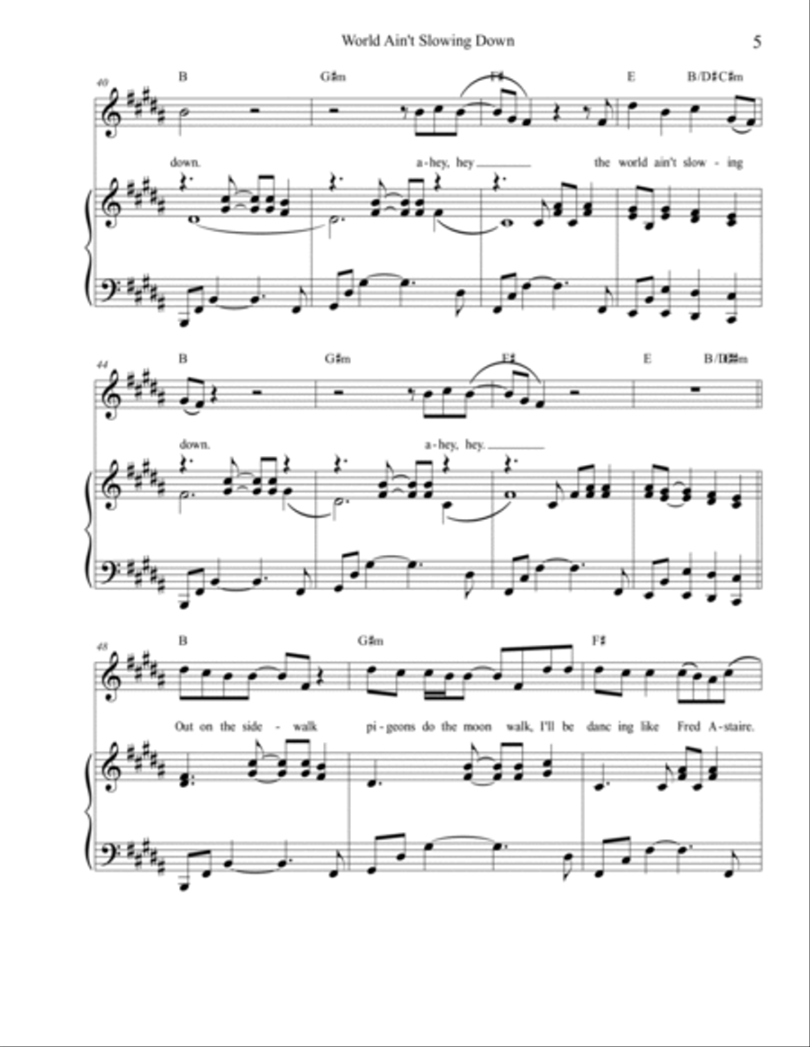 World Ain't Slowing Down Piano, Vocal, Guitar scores gallery preview page 5