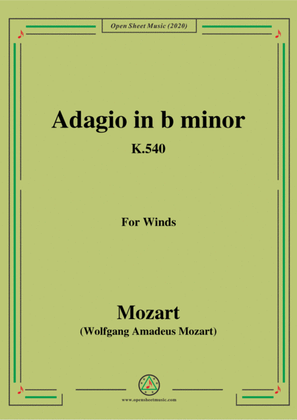 Book cover for Mozart-Adagio in b minor,K.540,for Winds