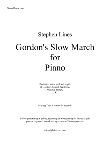 Gordon's Slow March - Piano Reduction image number null