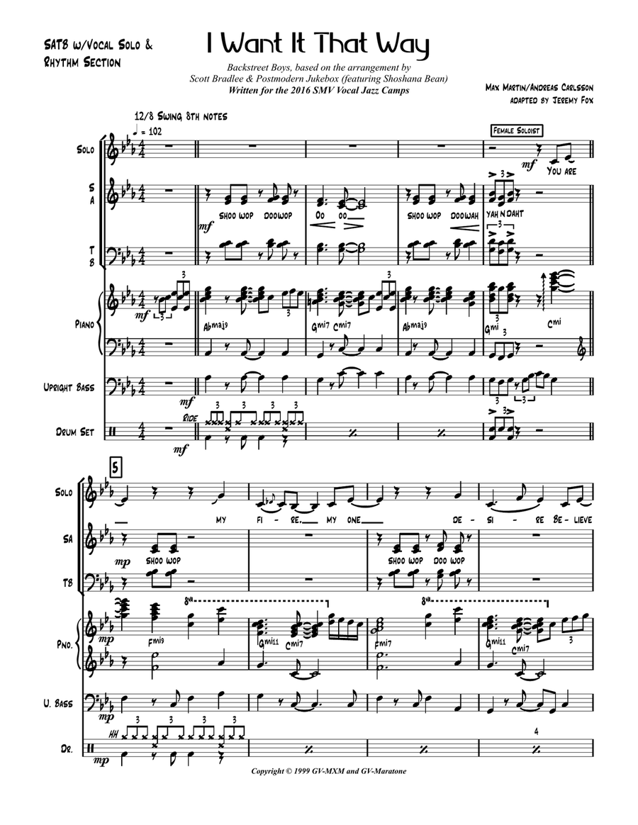 I Want It That Way 4-Part scores gallery preview page 1