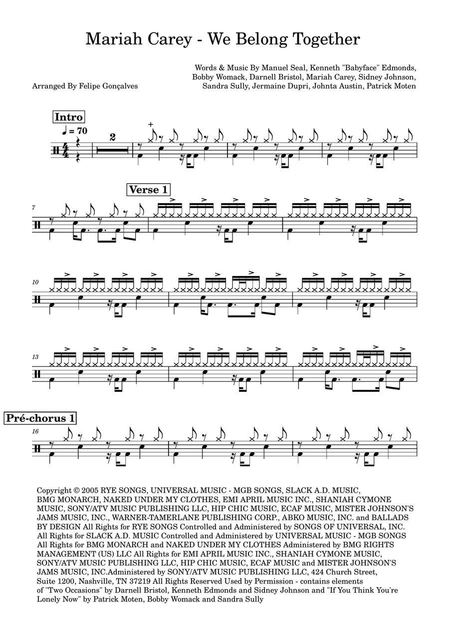 We Belong Together We Belong Together Drum Set scores gallery preview page 1