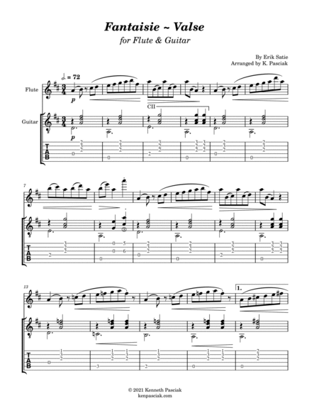 Fantaisie Valse (for Flute or Violin and Guitar)