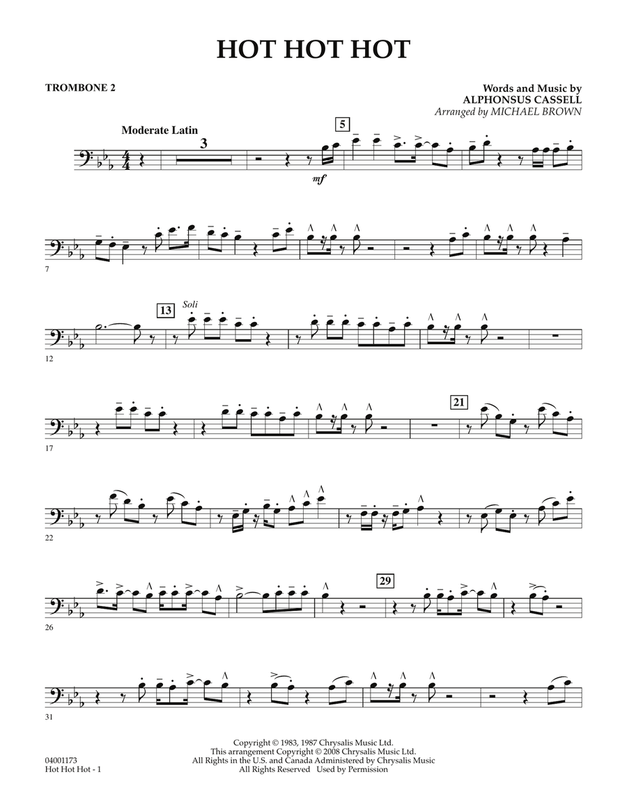Hot Hot Hot - Trombone 2 Hot Hot Hot - Trombone 2 Concert Band scores gallery preview page 1