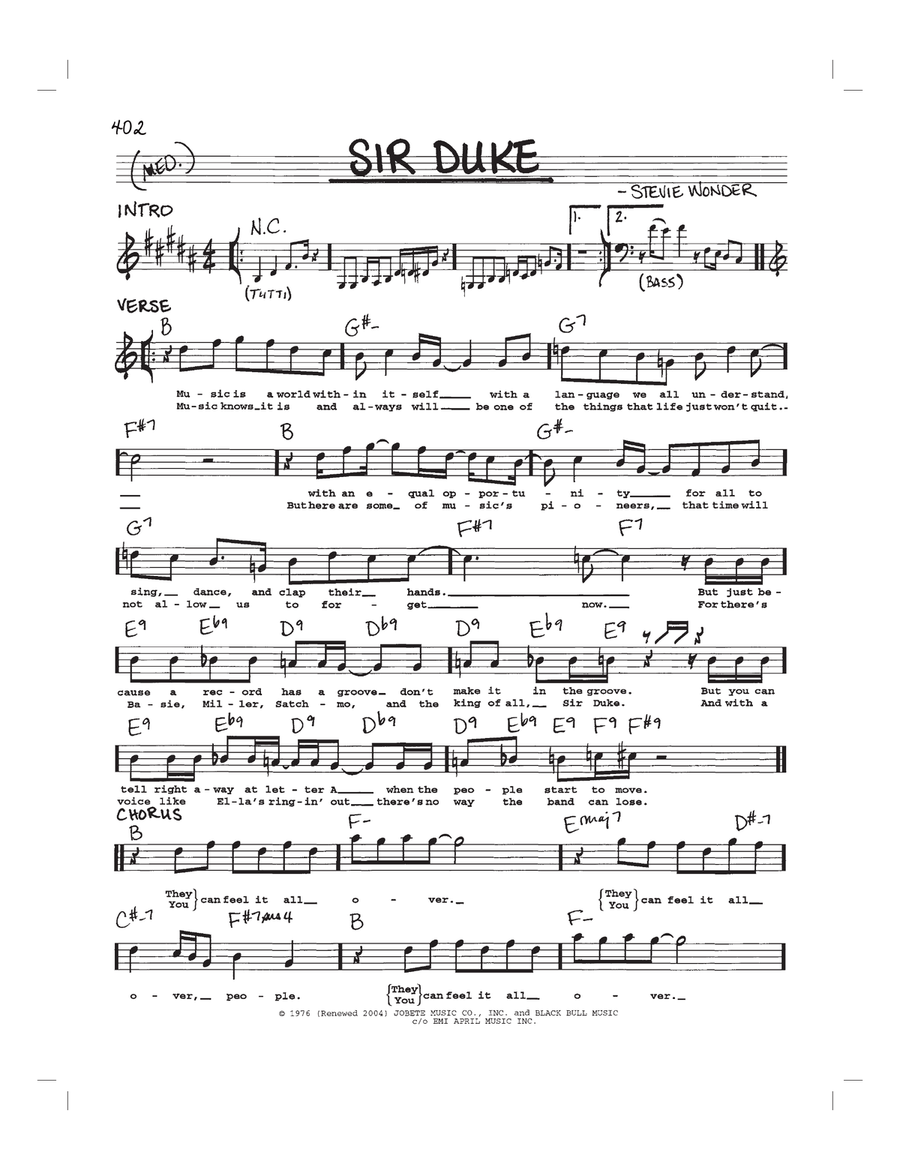 Sir Duke Piano scores gallery preview page 1