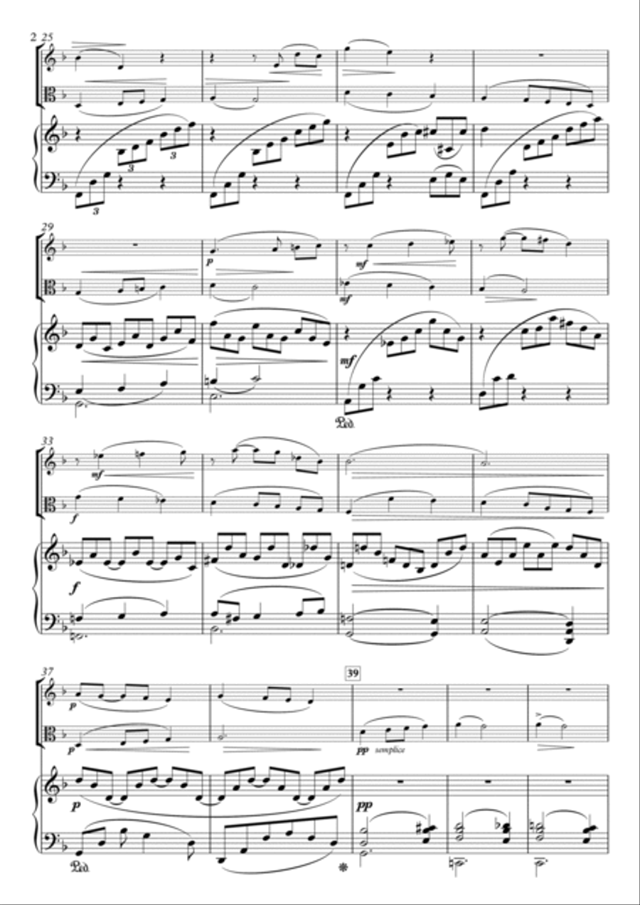 Miniatures, No.4 Romance H.88-1 for Violin, Viola & Piano Piano Trio scores gallery preview page 2