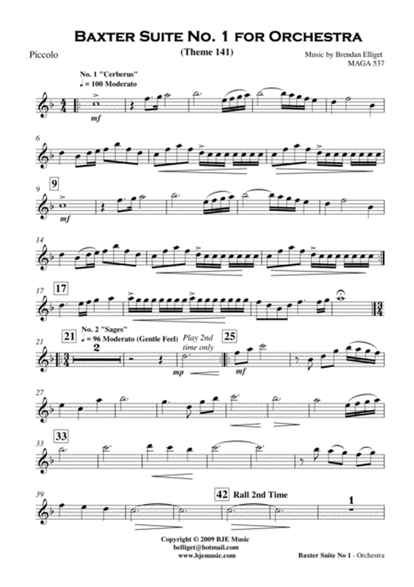Baxter Suite No. 1 - Orchestra Score and Parts PDF image number null
