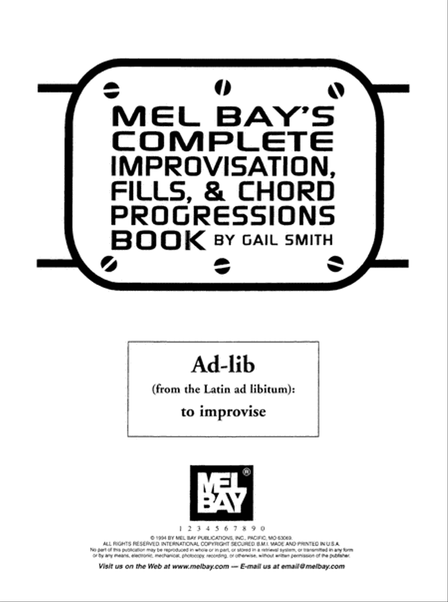 Complete Improvisation, Fills & Chord Progressions Book