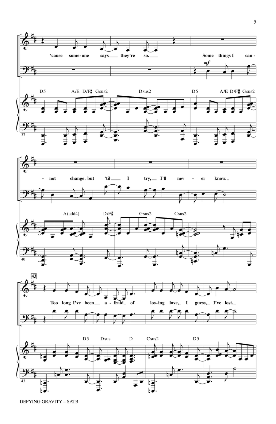 Defying Gravity (from Wicked) (arr. Roger Emerson) 4-Part scores gallery preview page 4