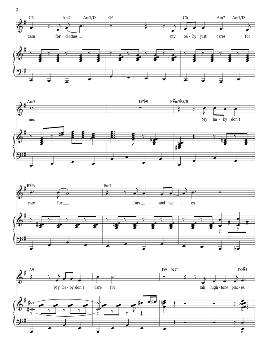 My Baby Just Cares For Me Piano, Vocal scores gallery preview page 2