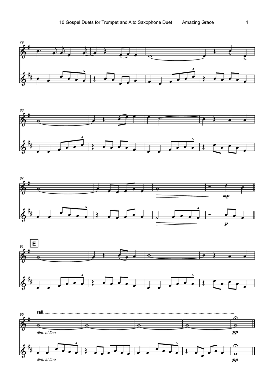 10 Gospel Duets for Trumpet and Alto Saxophone Alto Saxophone scores gallery preview page 6