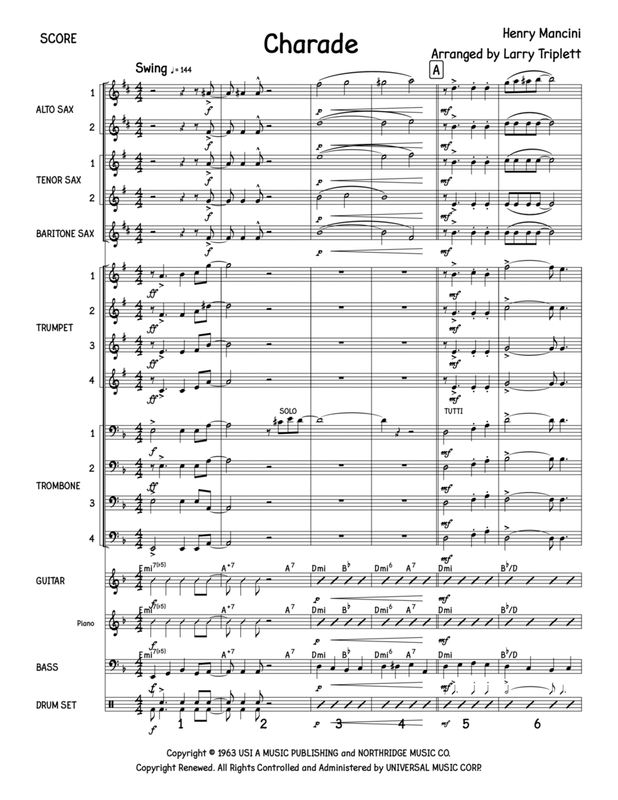 Charade Jazz Ensemble scores gallery preview page 1
