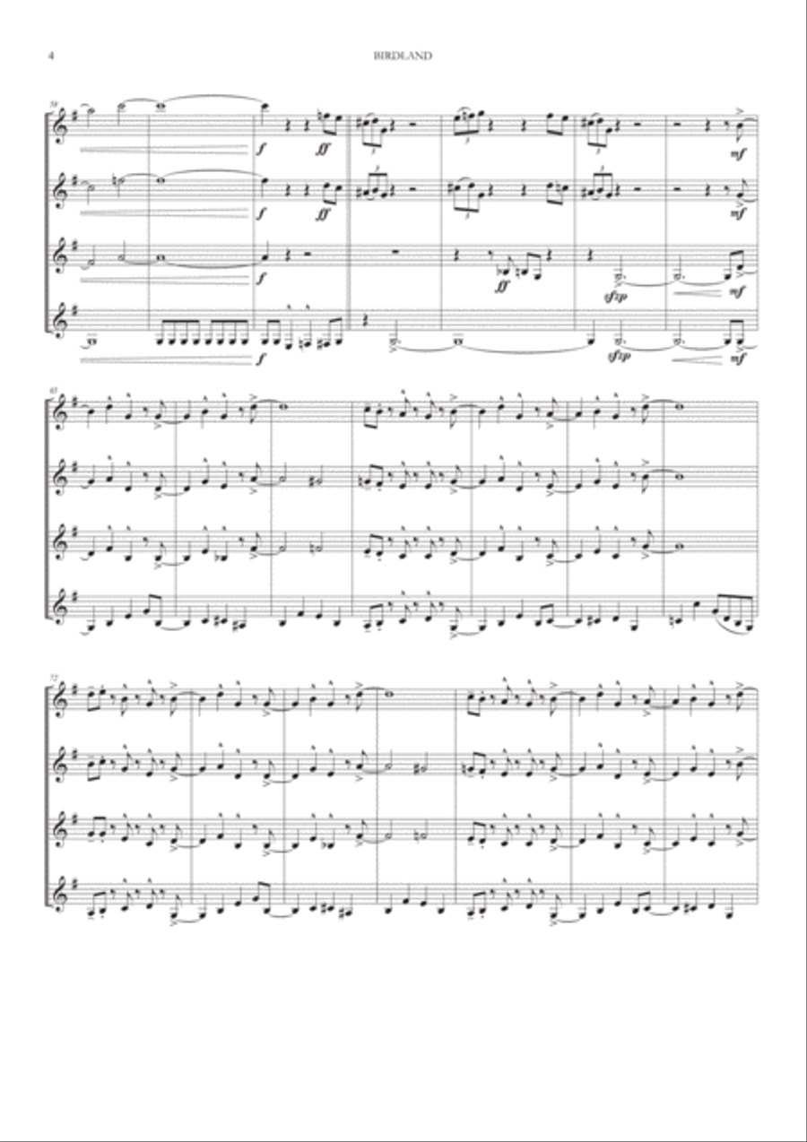 Birdland Woodwind Quartet scores gallery preview page 4