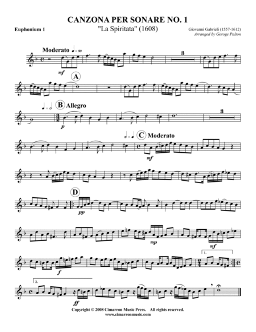 Canzon per Sonare No. 1 (La Spiritata) EETT scores gallery preview page 4