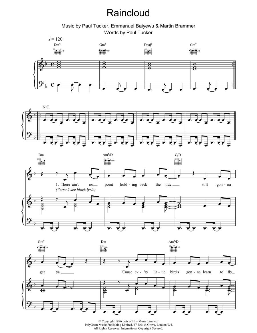 Raincloud Raincloud Piano, Vocal, Guitar scores gallery preview page 1