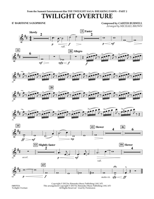 Twilight Overture (from The Twilight Saga: Breaking Dawn Part 2) - Eb Baritone Saxophone