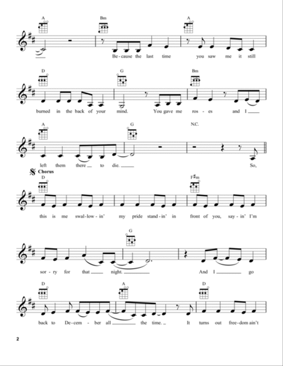 Back To December Ukulele scores gallery preview page 2