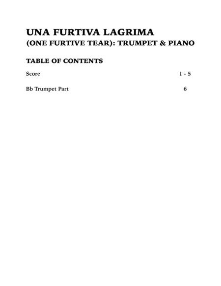 One Furtive Tear (Una Furtiva Lagrima): Trumpet and Piano image number null