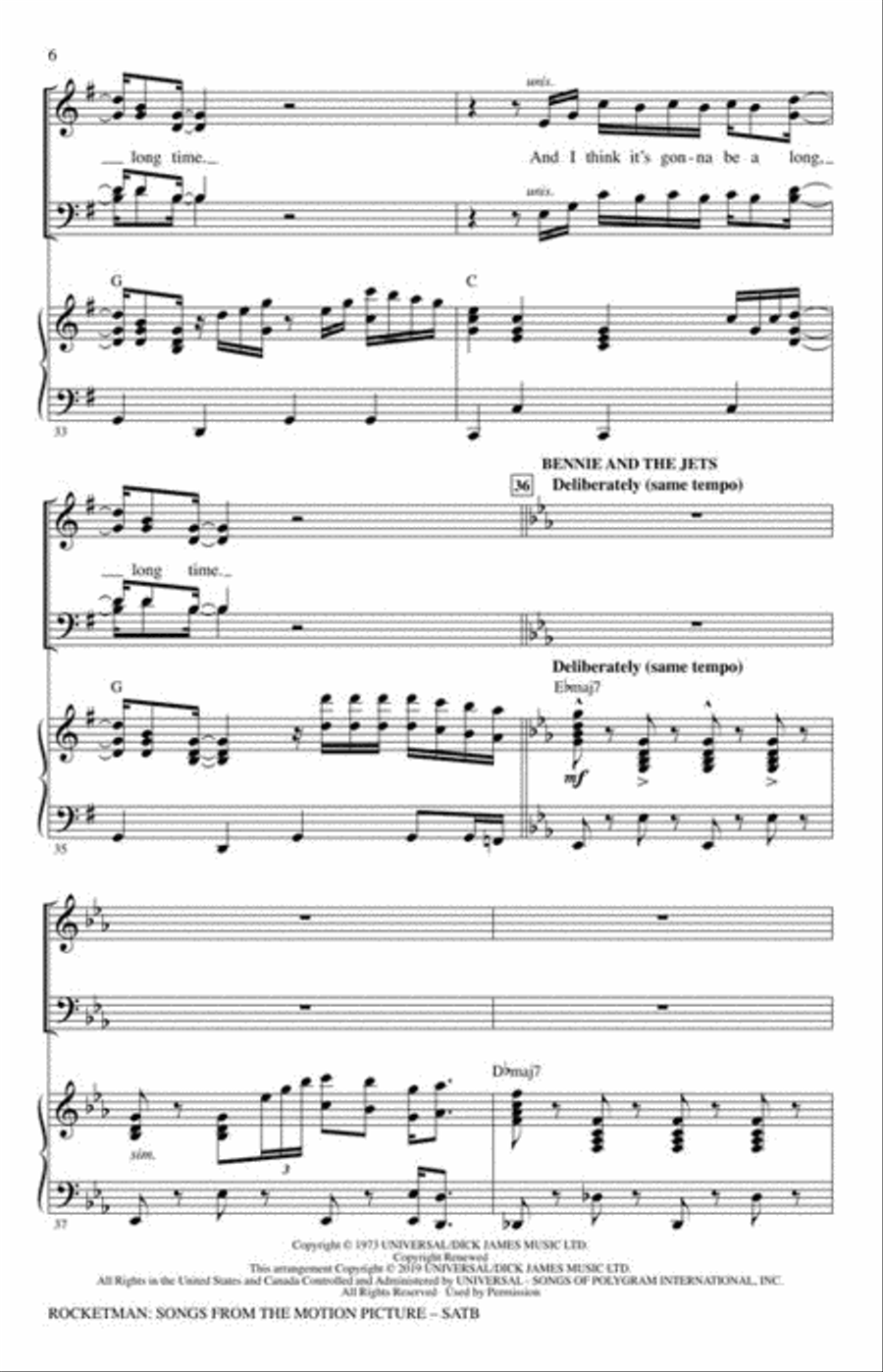 Rocketman: Songs from the Motion Picture 4-Part scores gallery preview page 4