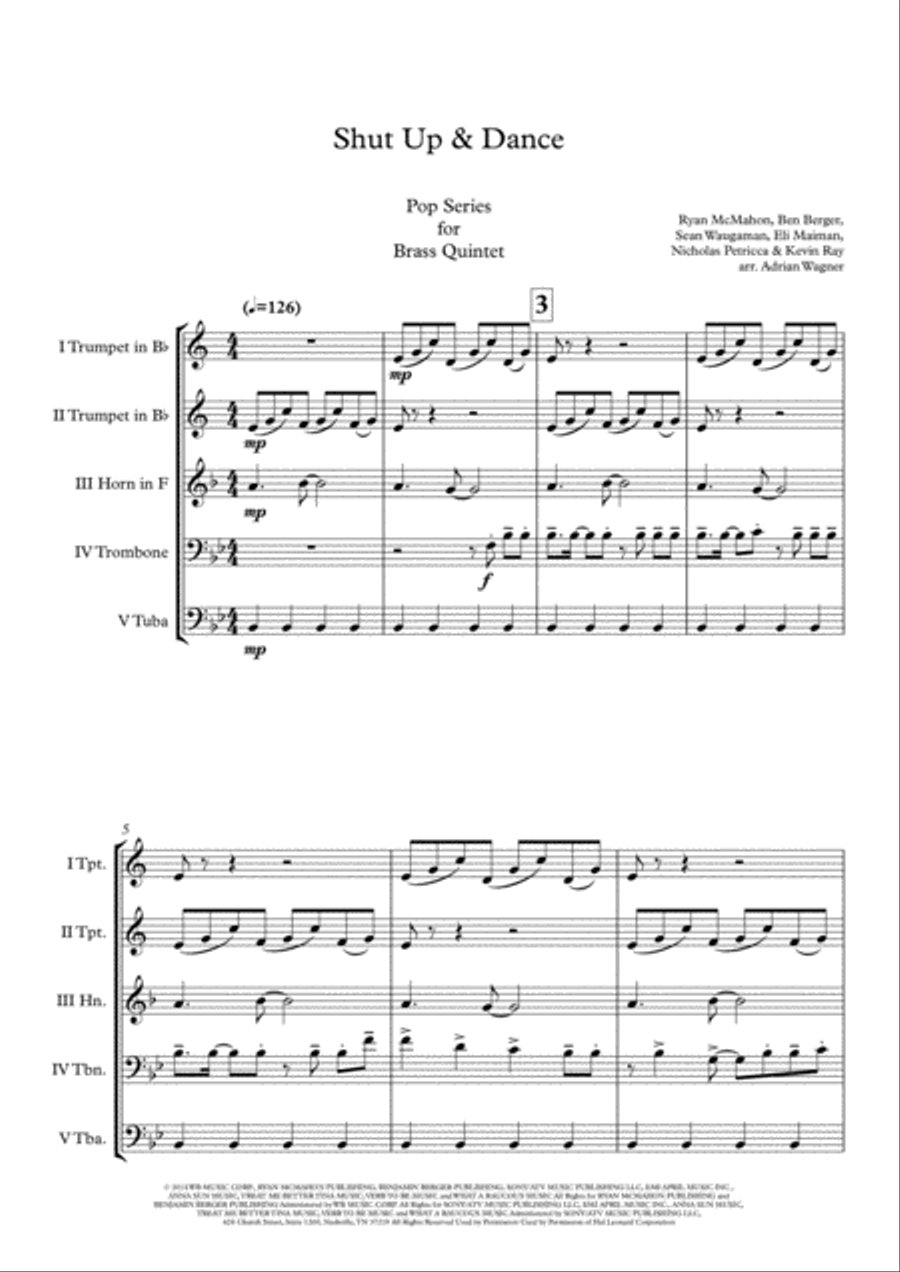 Shut Up And Dance Brass Quintet scores gallery preview page 3