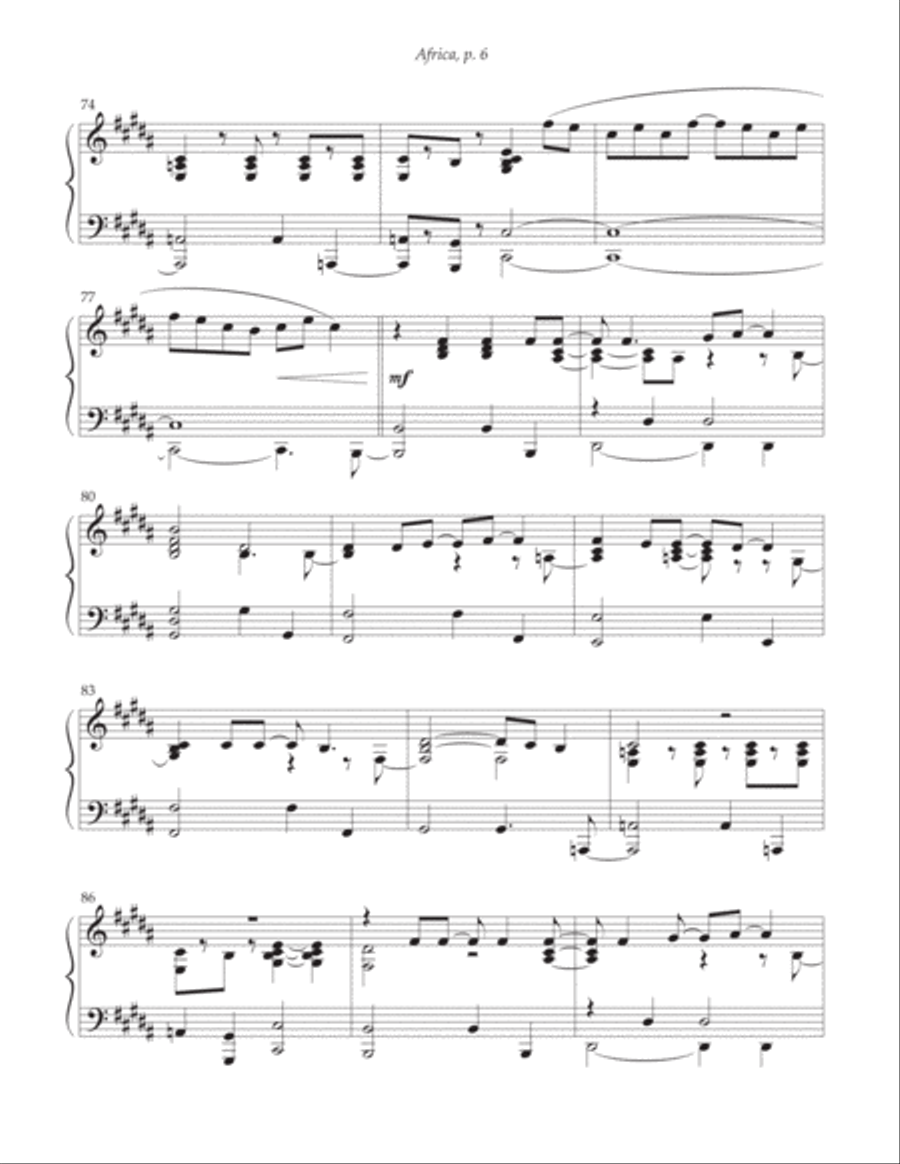 Africa Piano Solo scores gallery preview page 6