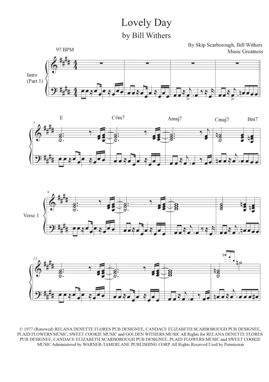 Lovely Day Piano Solo scores gallery preview page 1