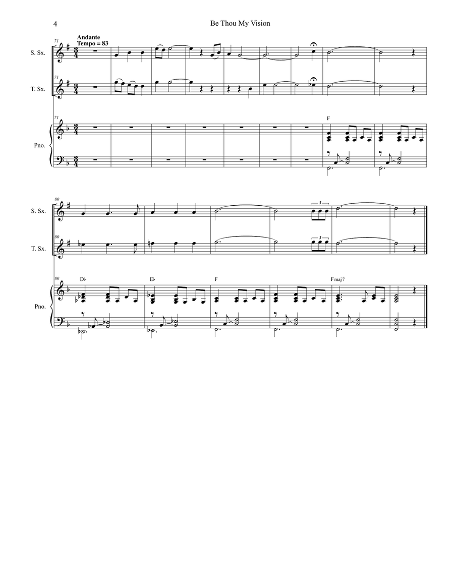 Be Thou My Vision (Duet for Soprano and Tenor Saxophone) Woodwind Duet scores gallery preview page 4