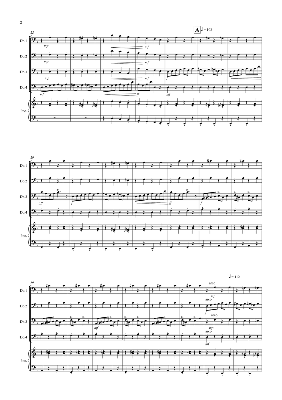In the Hall of the Mountain King for Double Bass Quartet Double Bass scores gallery preview page 2