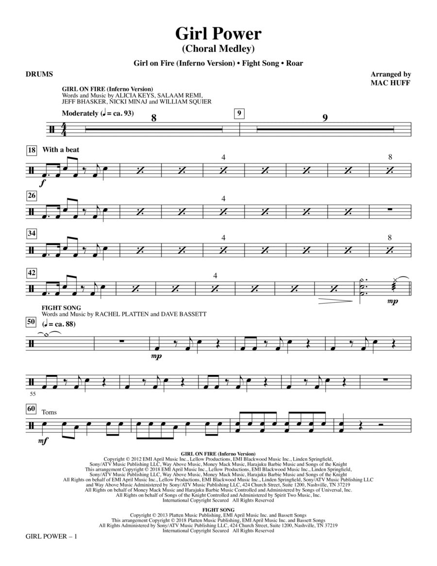 Girl Power (Choral Medley) - Drums Choir scores gallery preview page 1