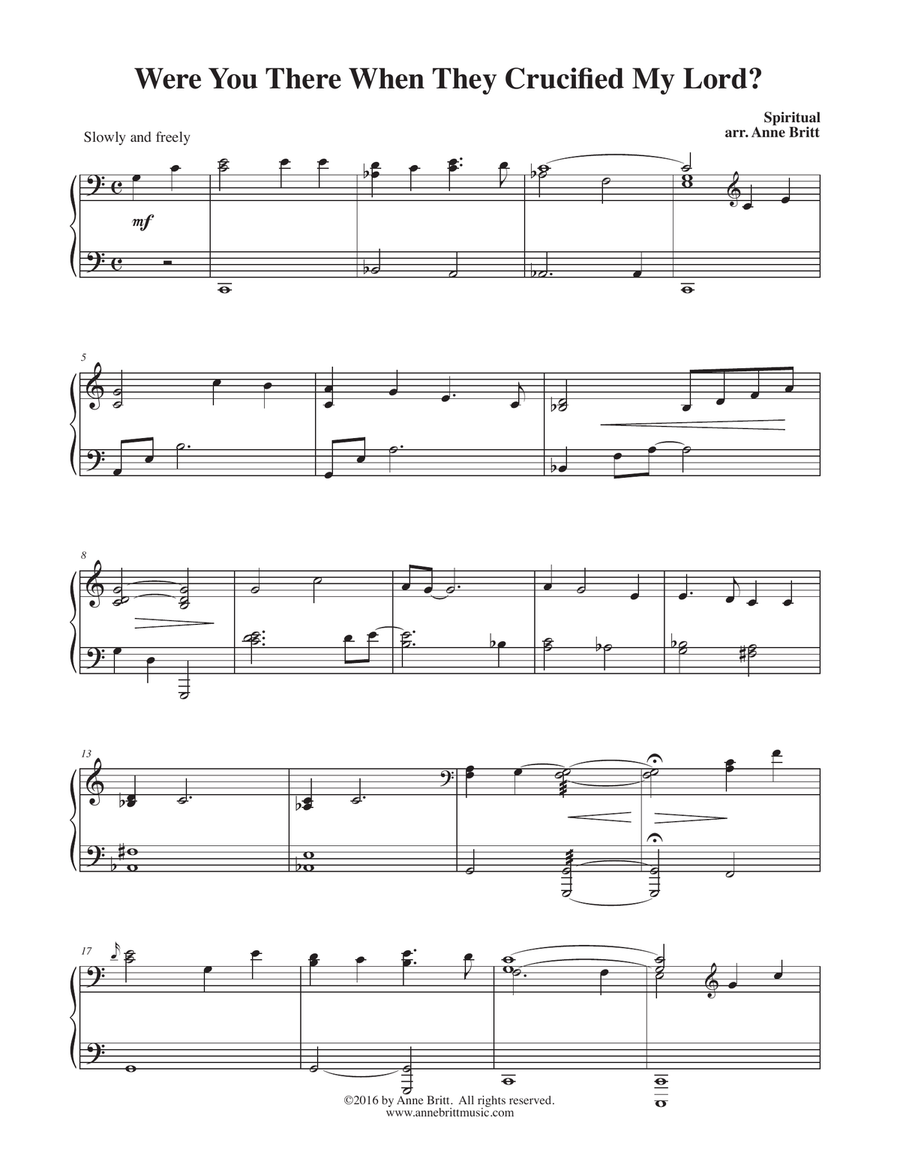 Were You There When They Crucified My Lord? (early intermediate) Piano Solo scores gallery preview page 1
