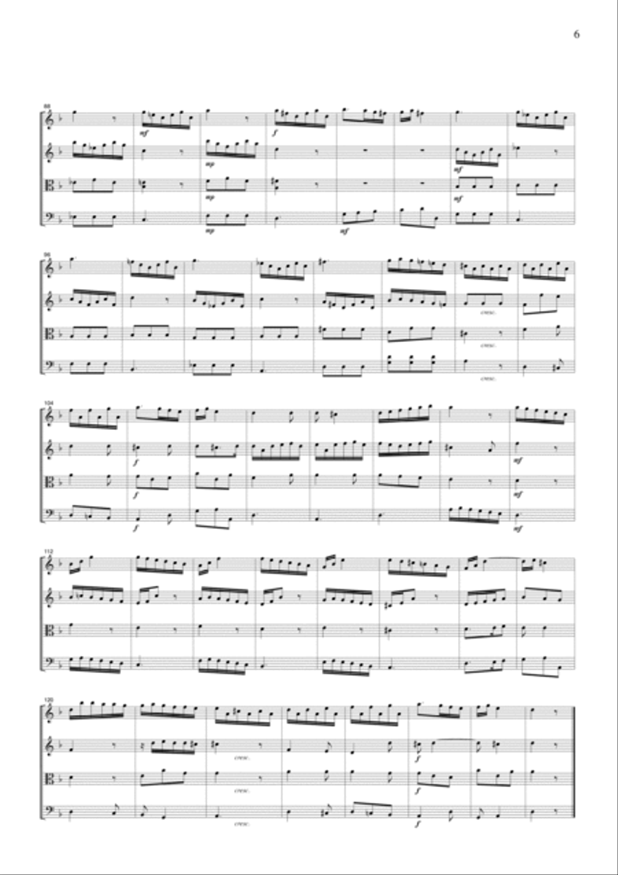 Marcello Oboe Concerto in d, for string quartet, CM601 String Quartet scores gallery preview page 6