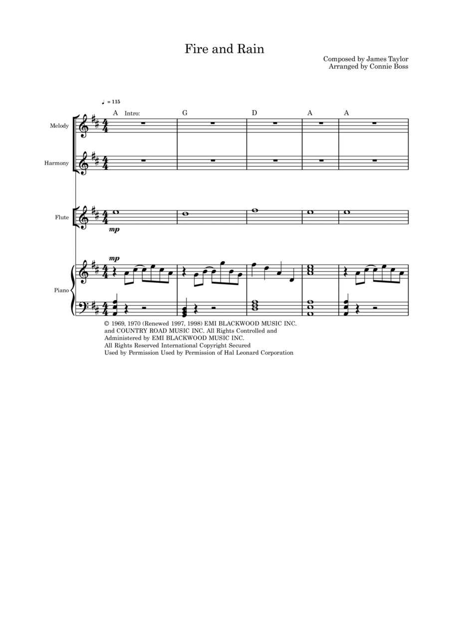 Fire And Rain Alto Voice scores gallery preview page 1