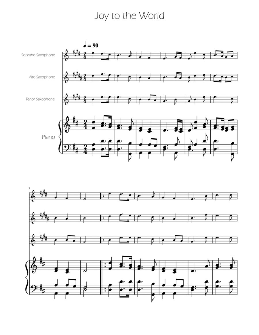 Joy To The World - Sax Trio SAT SAT scores gallery preview page 1