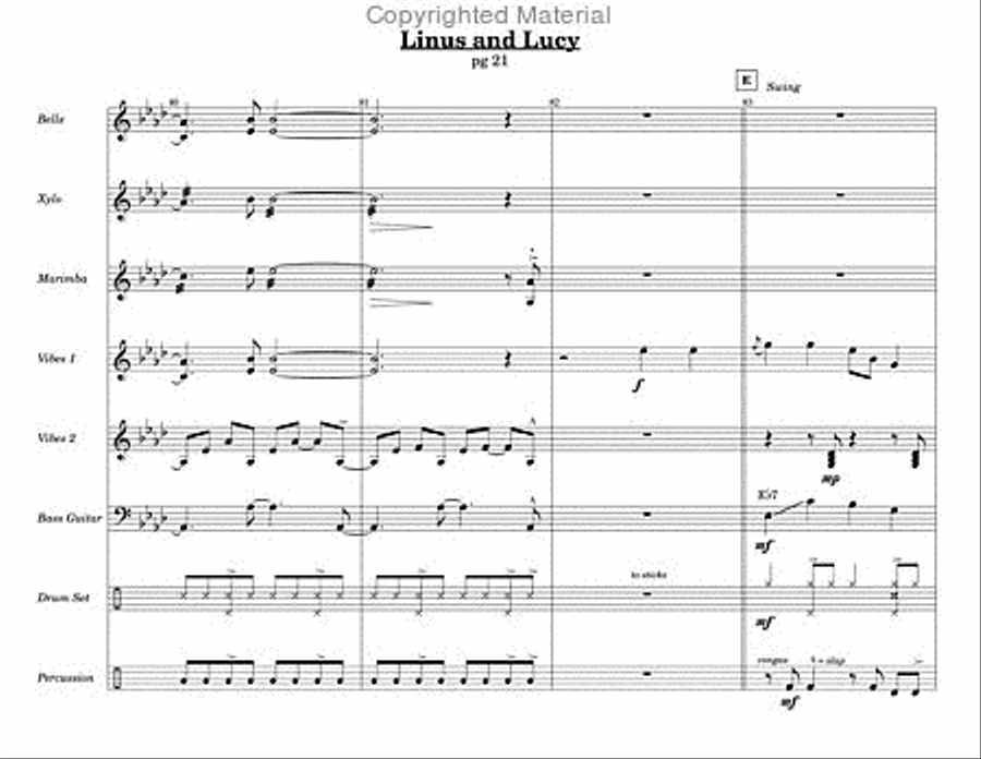 Linus and Lucy Linus and Lucy Percussion Ensemble scores gallery preview page 5