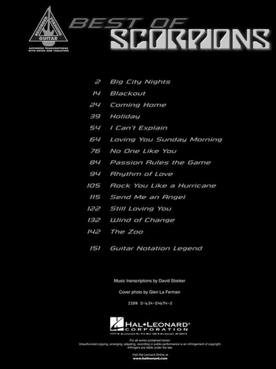 Best of Scorpions Electric Guitar scores gallery preview page 4