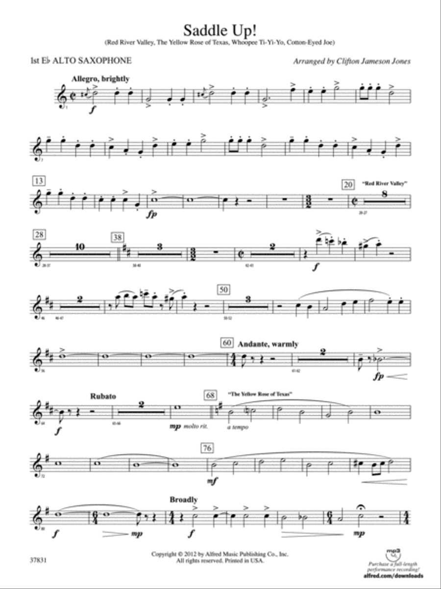 Saddle Up!: E-flat Alto Saxophone Concert Band scores gallery preview page 1