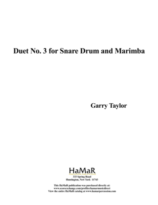 Book cover for Duet No. 3 for Snare Drum & Marimba