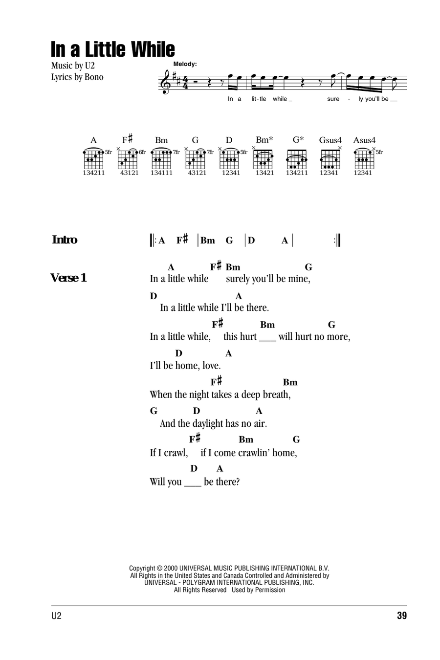 In A Little While Acoustic Guitar scores gallery preview page 1