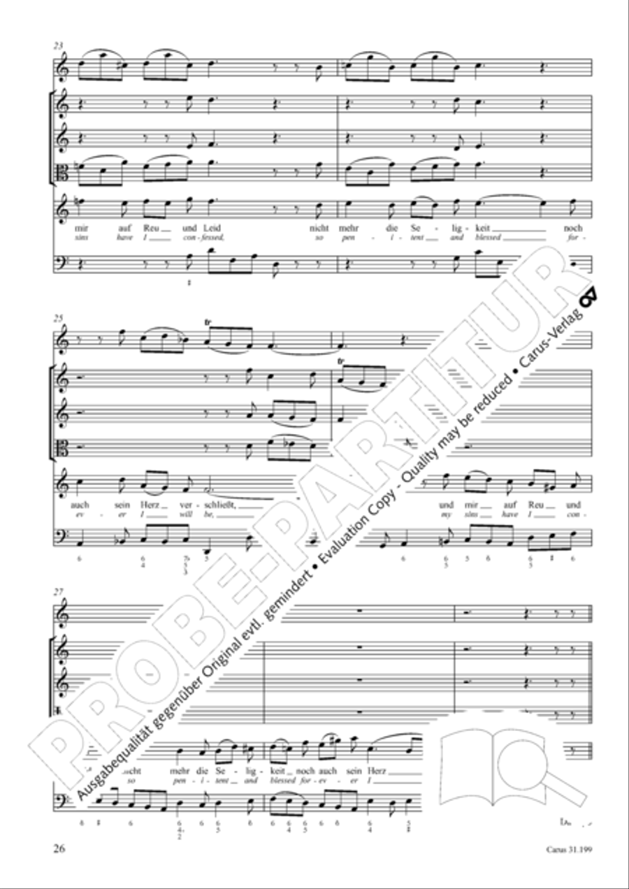 My heart is bathed in blood (Mein Herze schwimmt im Blut) Piccolo scores gallery preview page 27