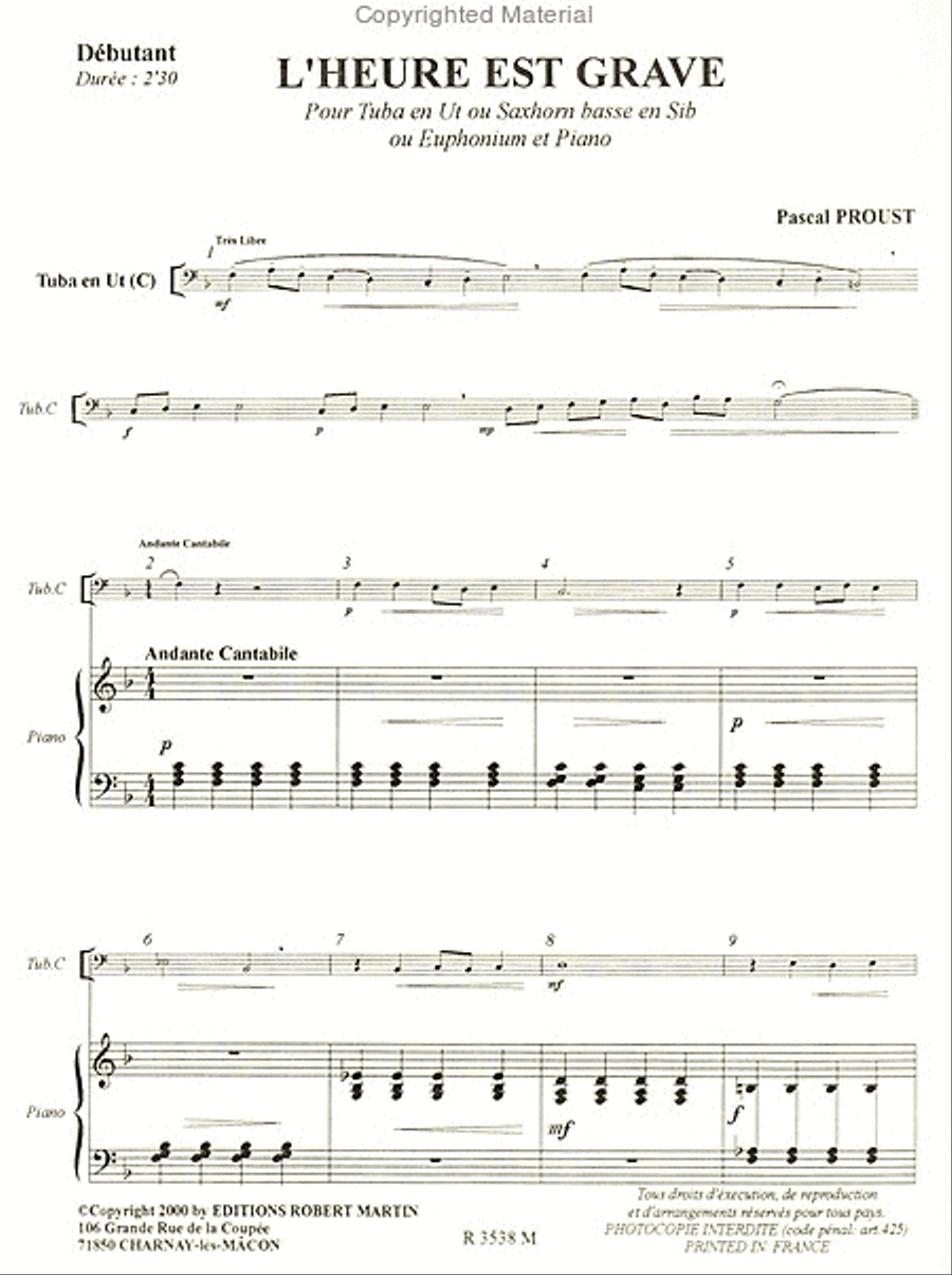 L'Heure est grave Tuba scores gallery preview page 2