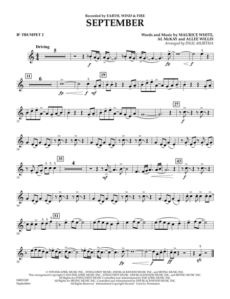 September (arr. Paul Murtha) - Bb Trumpet 2