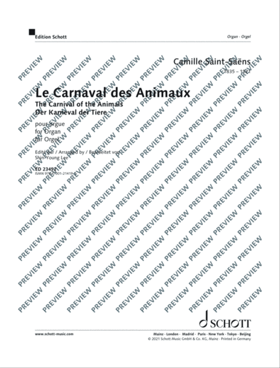 The Carnival of the Animals Organ scores gallery preview page 2