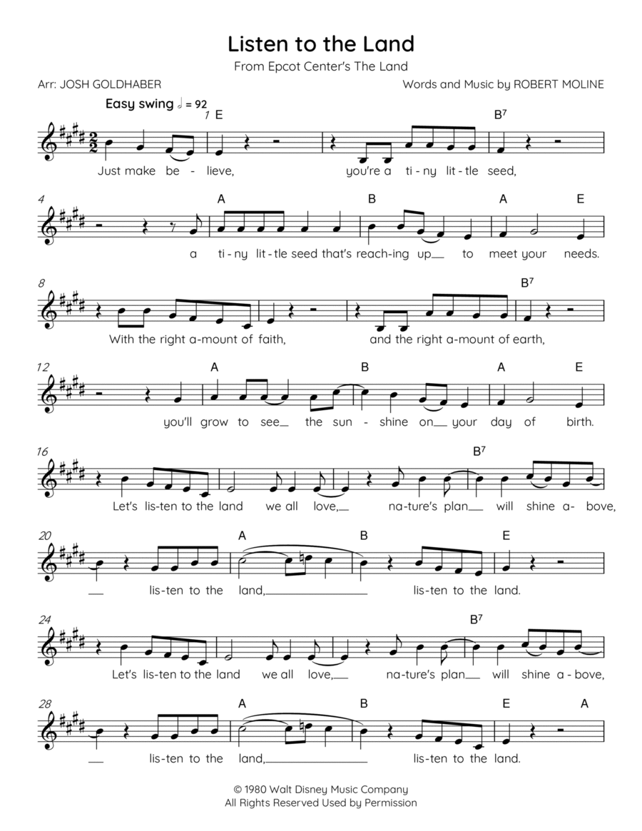 Listen To The Land Piano scores gallery preview page 1