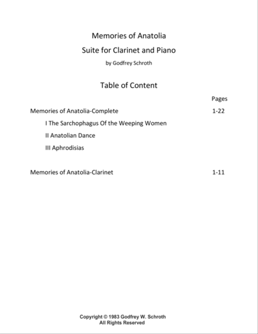 Memories of Anatolia Clarinet Solo scores gallery preview page 3